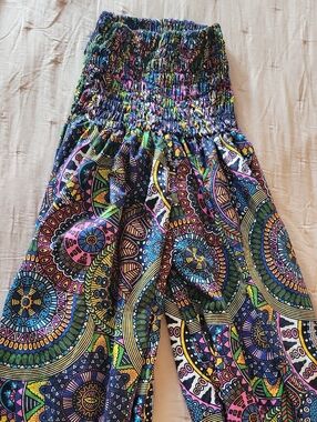 Colorful Boho Hippie Festival Smocked Waist Harem Pants